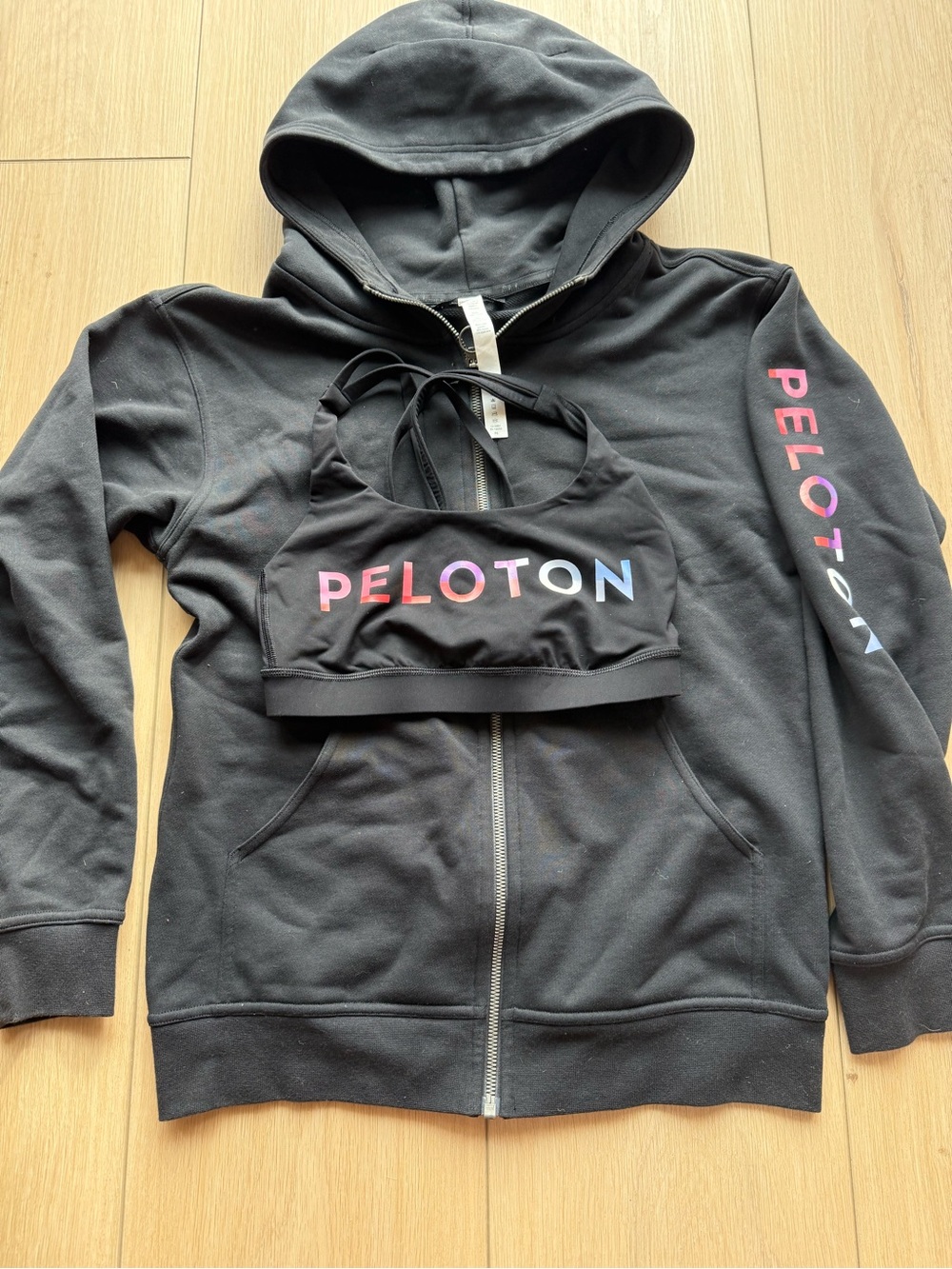 Peloton lululemon Black Activewear Set with Multicolor Logo Accent